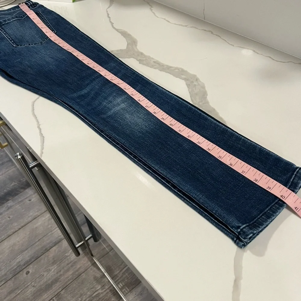 CAbi Womens Jeans Tuxedo High Rise Straight Leg Stretch Denim Blue Size 6-FLAWED